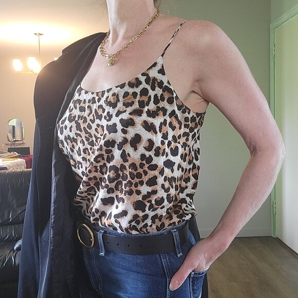 Vero Moda | Leopard Print Camisole | M | Sand Brown Black - Picture 1 of 4